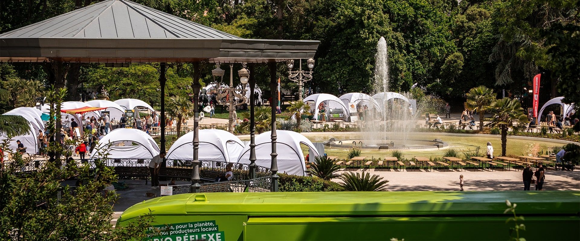 Vue des stands et kiosque du Grand Rond - Festival du Bien Manger Toulouse