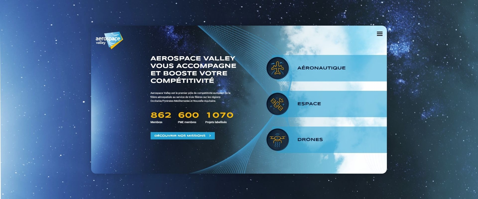 Accueil  desktop du site Aerospace-valley.com