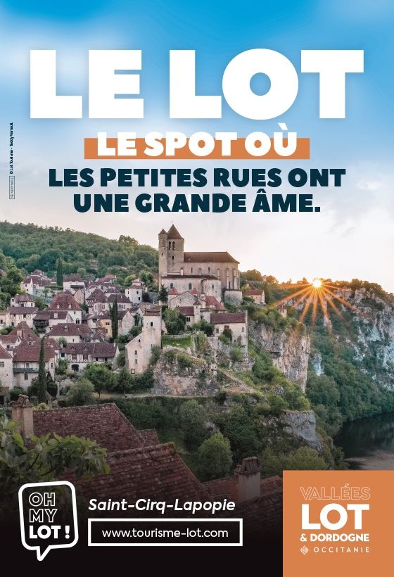 Affiche Lot Tourisme "Les Spots du Lot" - "Le spot où les petites rues ont une grande âme."