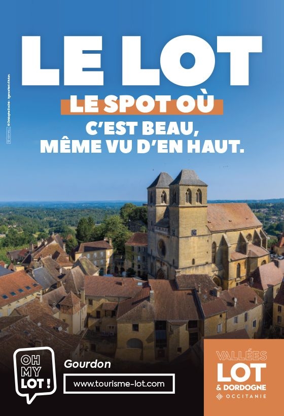 Affiche Lot Tourisme "Les Spots du Lot" - "Le spot où c'est beau, même vu d'en haut."