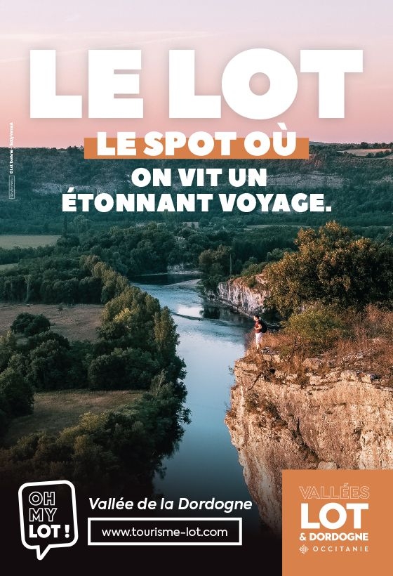 Affiche Lot Tourisme "Les Spots du Lot" - "Le spot où on vit un étonnant voyage."