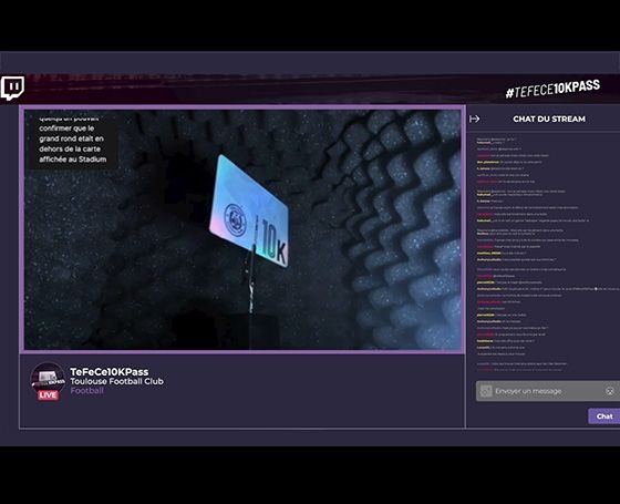 Capture d'écran Twitch de l'opération #TEFECE10KPASS - Toulouse Football Club