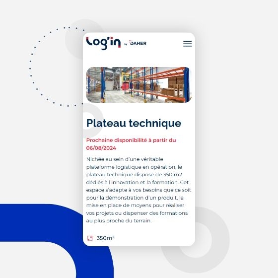 Page interne mobile du site login.daher.com