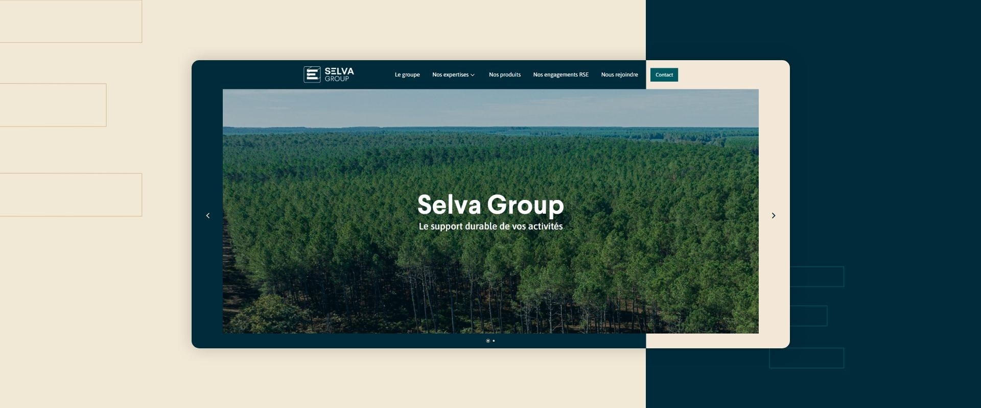 Page d'accueil desktop du site selva-group.com