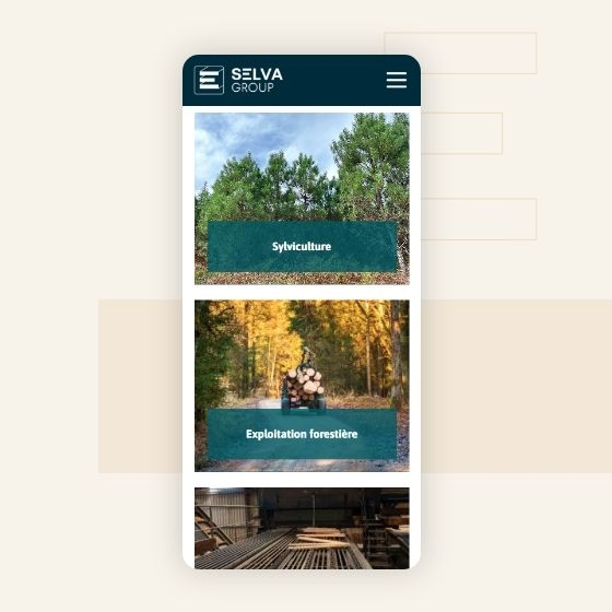 Page sur mobile du site selva-group.com
