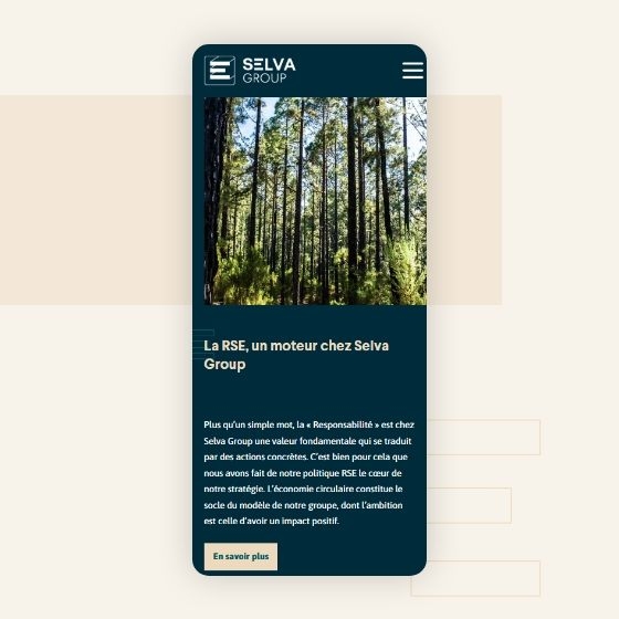 Page sur mobile du site selva-group.com